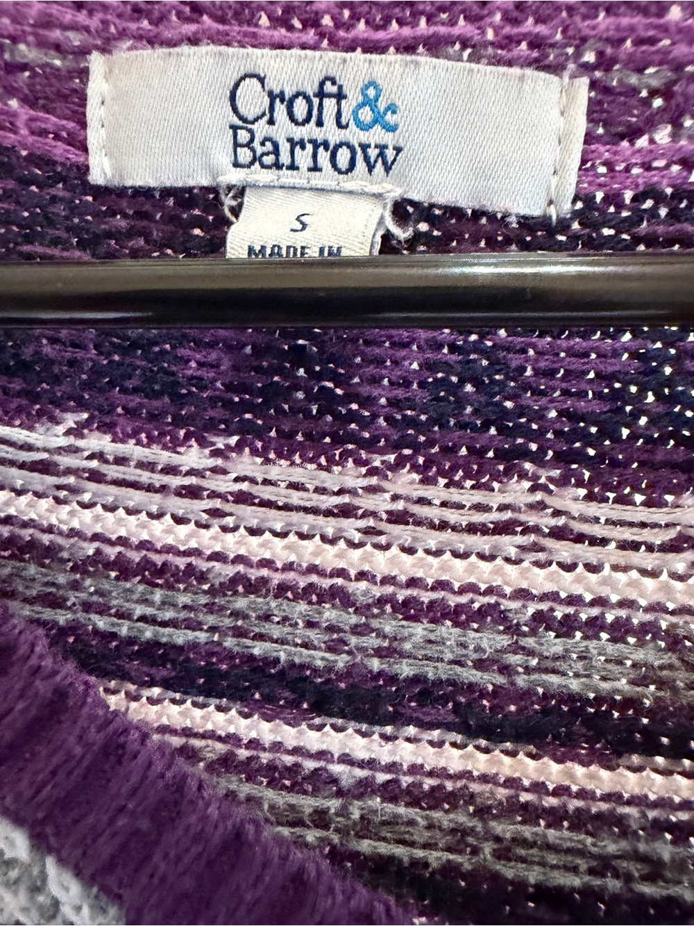 croft & barrow Purple Fair Isle V-Neck Sweater with Gray and White Accents - Picture 4 of 6